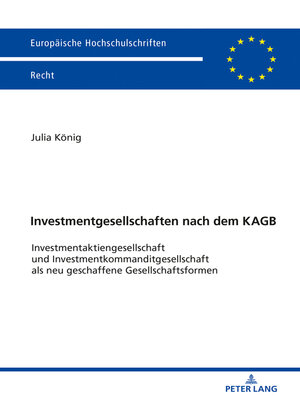 cover image of Investmentgesellschaften nach dem KAGB